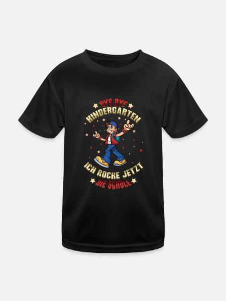 Bye Bye Kindergarten Einschulung Ich Rocke Jetzt - Kinder Funktions-T-Shirt - Schwarz - Vorne