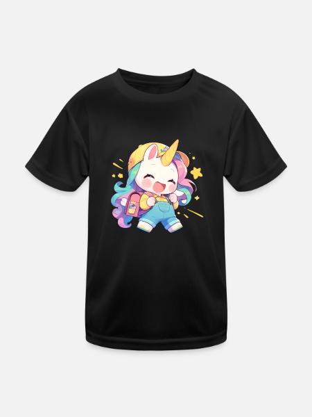 Licorne Kawaii Japonais - T-shirt sport Enfant - noir - Devant