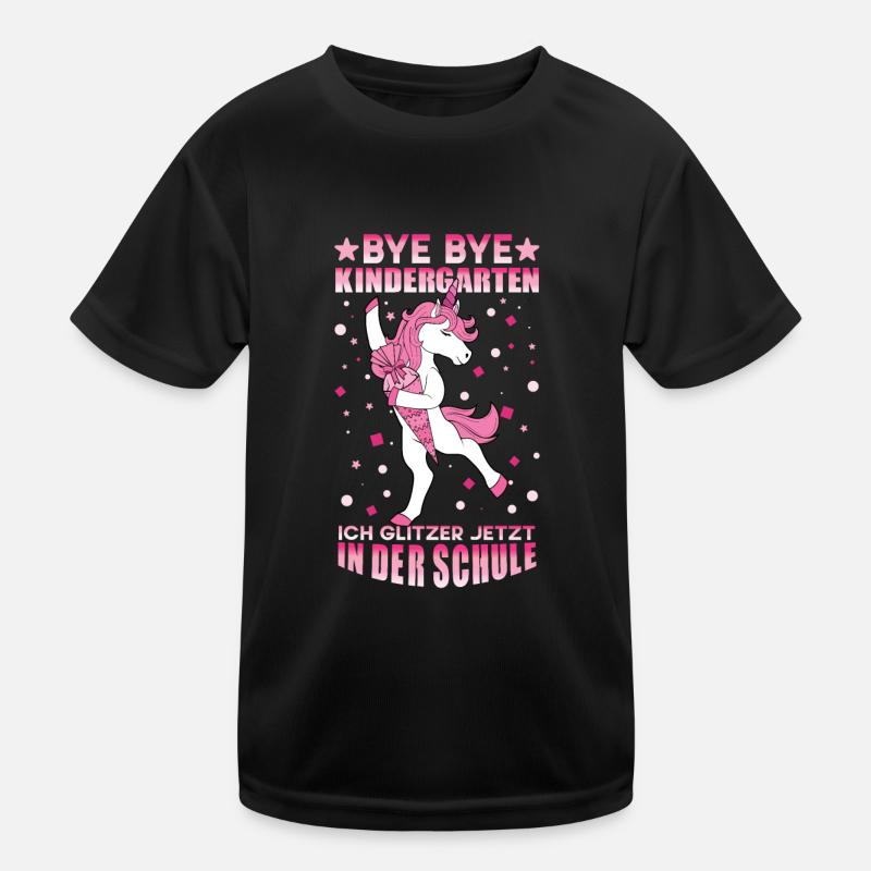 Bye Bye Kindergarten Einschulung Ich Glitzer Jetzt - Kinder Funktions-T-Shirt - Schwarz