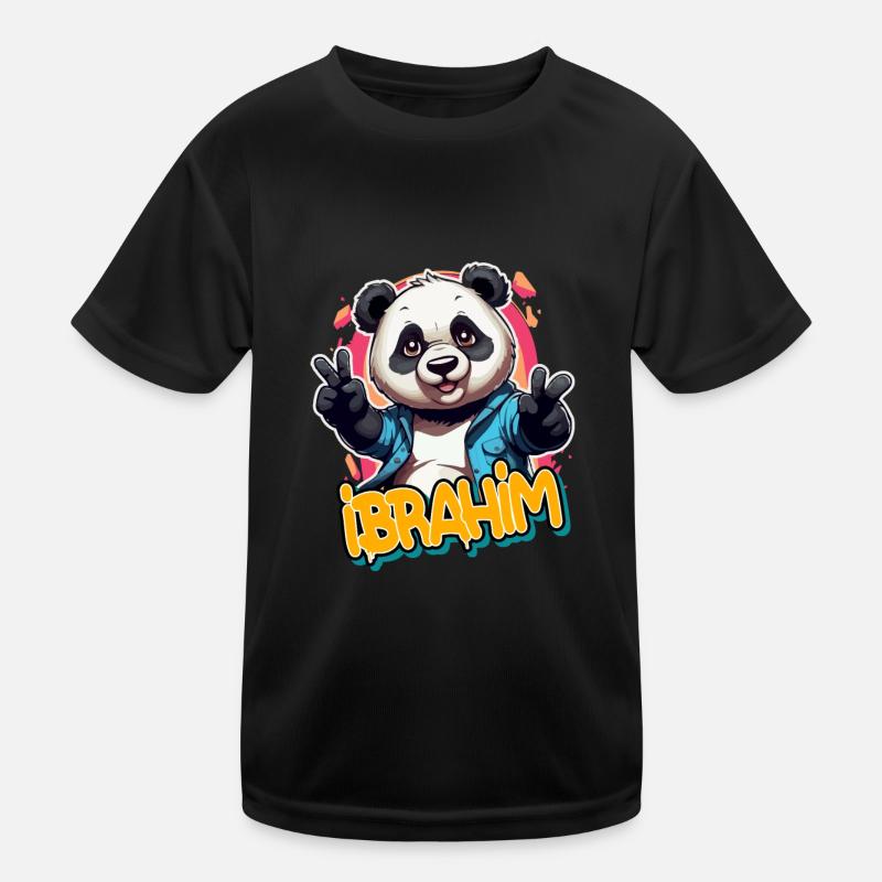 IBRAHIM - Handsome boy name with cool panda Kids Functional T-Shirt