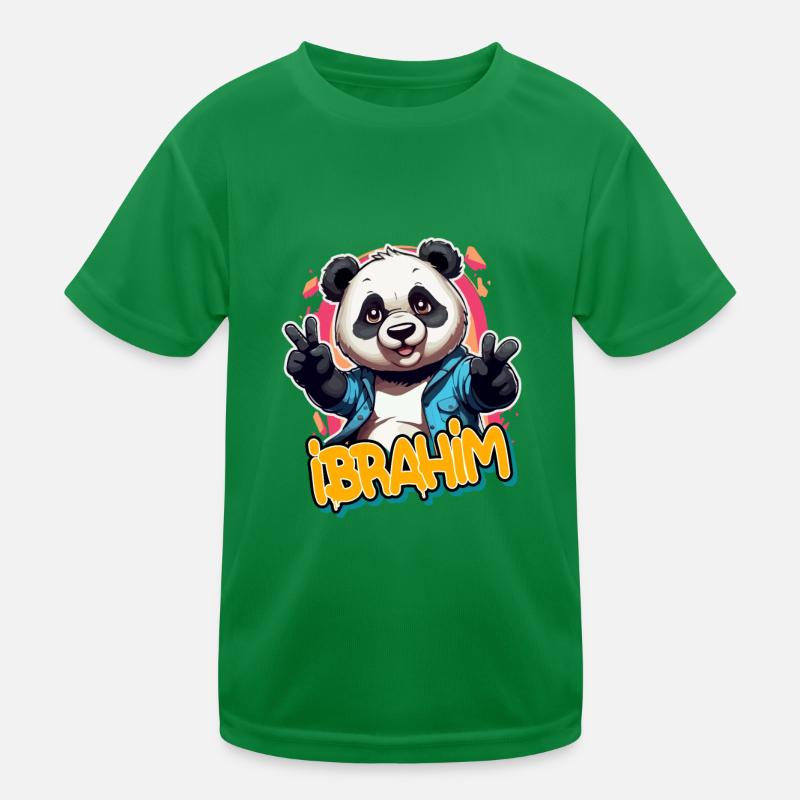IBRAHIM - Handsome boy name with cool panda Kids Functional T-Shirt