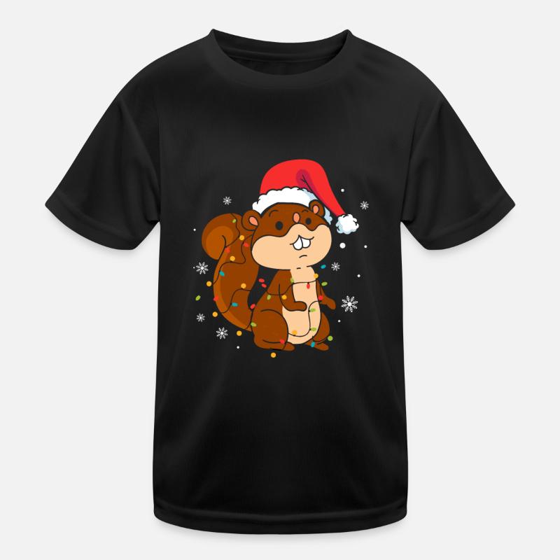 Eichhörnchen Weihnachten - Kinder Funktions-T-Shirt - Schwarz