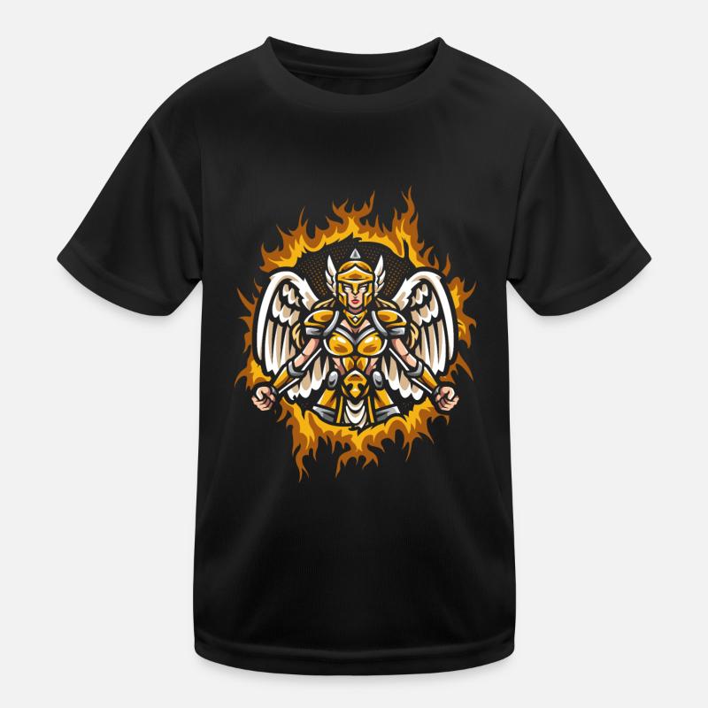 Valkyrie mit Halftone Fire Hintergrund Kinder Funktions-T-Shirt