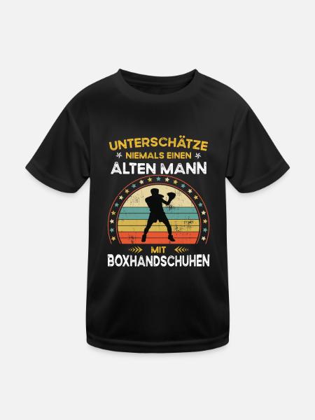 Unterschätze niemals alten Mann mit boxhandschuhen - Kinder Funktions-T-Shirt - Schwarz - Vorne