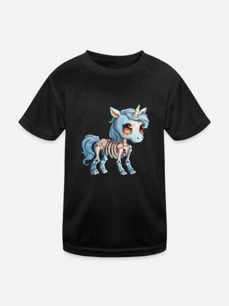 Licorne squelette Halloween Kawaii - T-shirt sport Enfant - noir - Devant