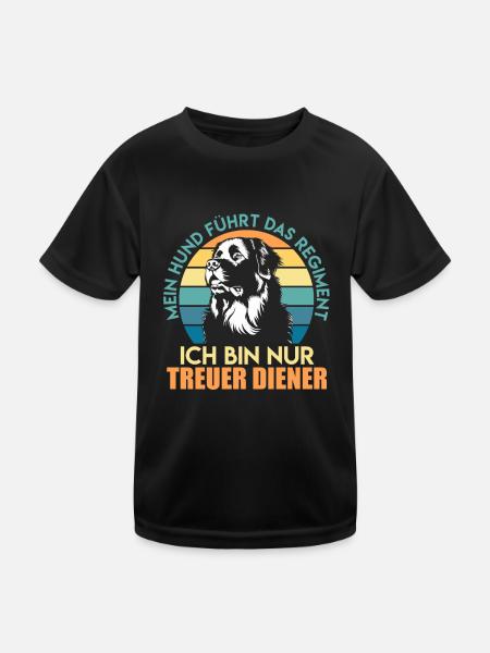 Neufundländer ICH BIN NUR EIN TREUER DIENER Lustig - Kinder Funktions-T-Shirt - Schwarz - Vorne