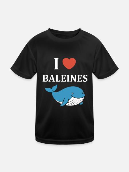 Baleines bleu Amour baleine - T-shirt sport Enfant - noir - Devant