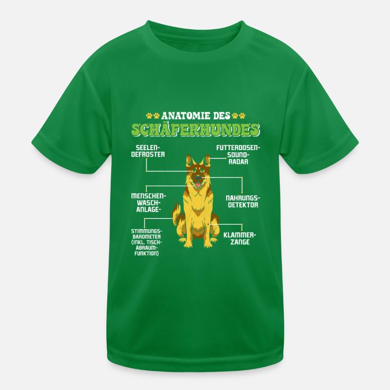 Deutscher Schäferhund ANATOMIE DES SCHÄFERHUNDES Kinder Funktions-T-Shirt