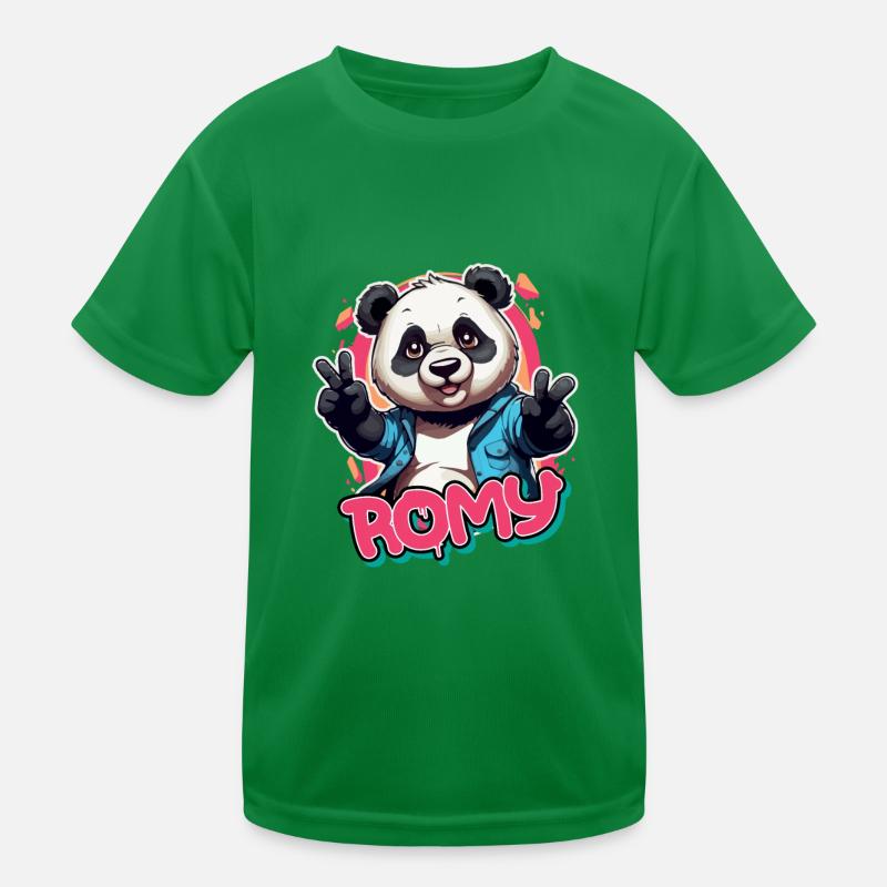 ROMY - Schöner Mädchen Name mit coolem Panda Kinder Funktions-T-Shirt