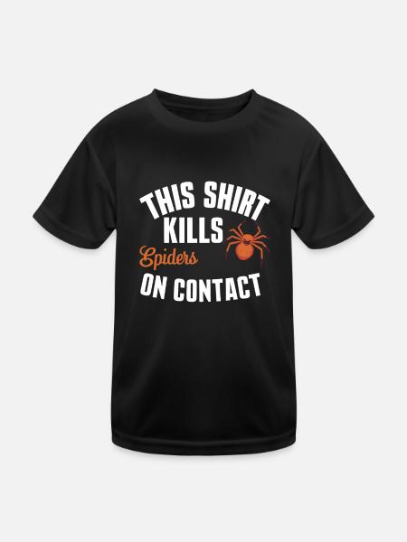 Sensibilisation à l’arachnophobie drôle, phobie des araignées - T-shirt sport Enfant - noir - Devant