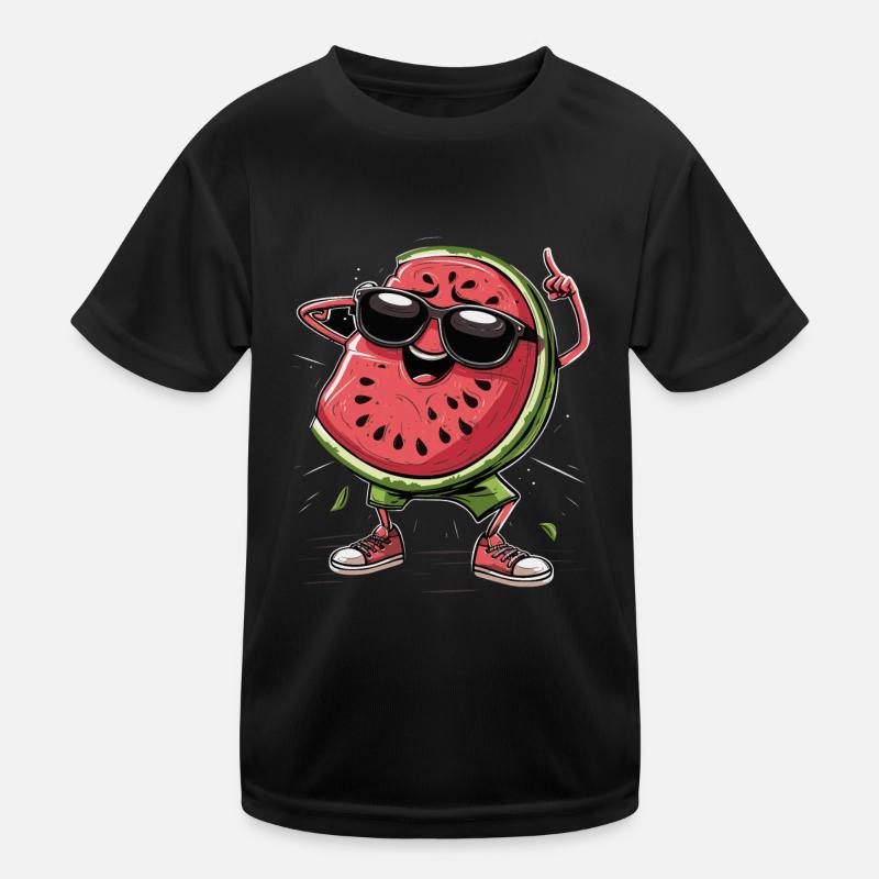 Wassermelone - Kinder Funktions-T-Shirt - Schwarz