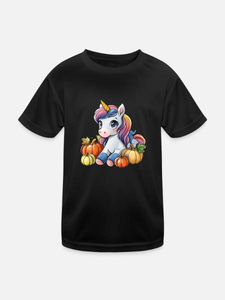 Licorne Thanksgiving Kawaii - T-shirt sport Enfant - noir - Devant