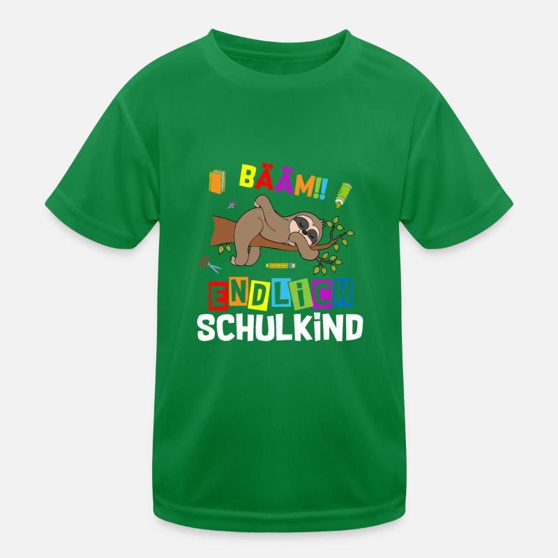Bääm Endlich Schulkind Faultier Kinder Funktions-T-Shirt