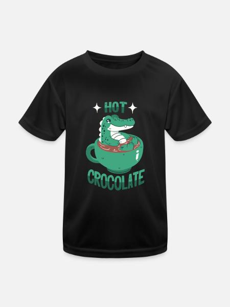 Crocodile in cocoa - Kids Functional T-Shirt - black - Front