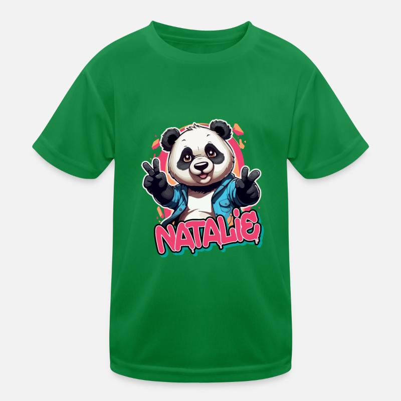 NATALIE - Schöner Mädchen Name mit coolem Panda Kinder Funktions-T-Shirt
