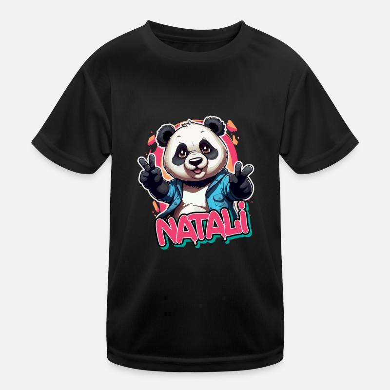 NATALI - Schöner Mädchen Name mit coolem Panda Kinder Funktions-T-Shirt