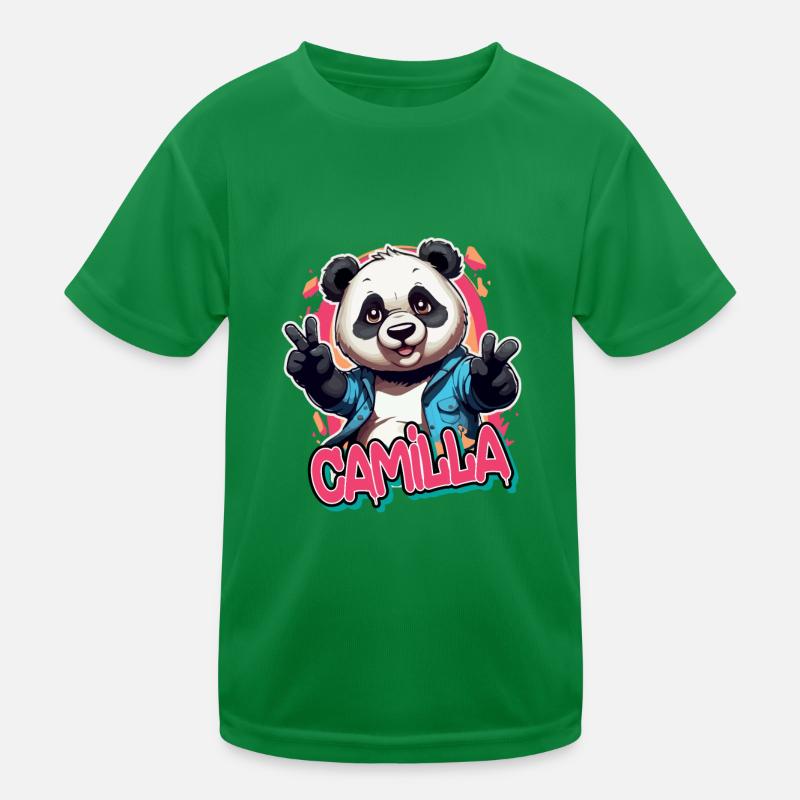 CAMILLA - Schöner Mädchen Name mit coolem Panda Kinder Funktions-T-Shirt
