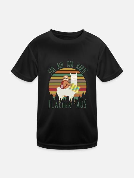 Sah Auf Der Karte Flacher Aus FaulWanderer - Kinder Funktions-T-Shirt - Schwarz - Vorne
