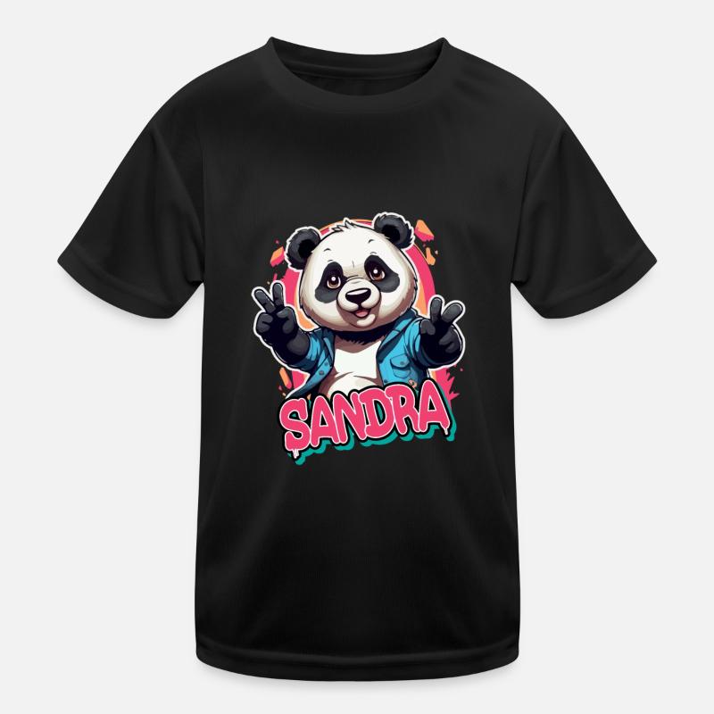 SANDRA - Schöner Mädchen Name mit coolem Panda Kinder Funktions-T-Shirt