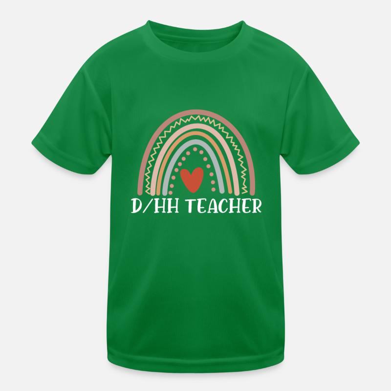 DHH Teacher Boho Rainbow Funny Deaf Ed Teacher Kids Functional T-Shirt
