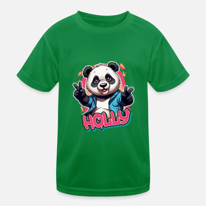 HOLLY - Schöner Mädchen Name mit coolem Panda Kinder Funktions-T-Shirt