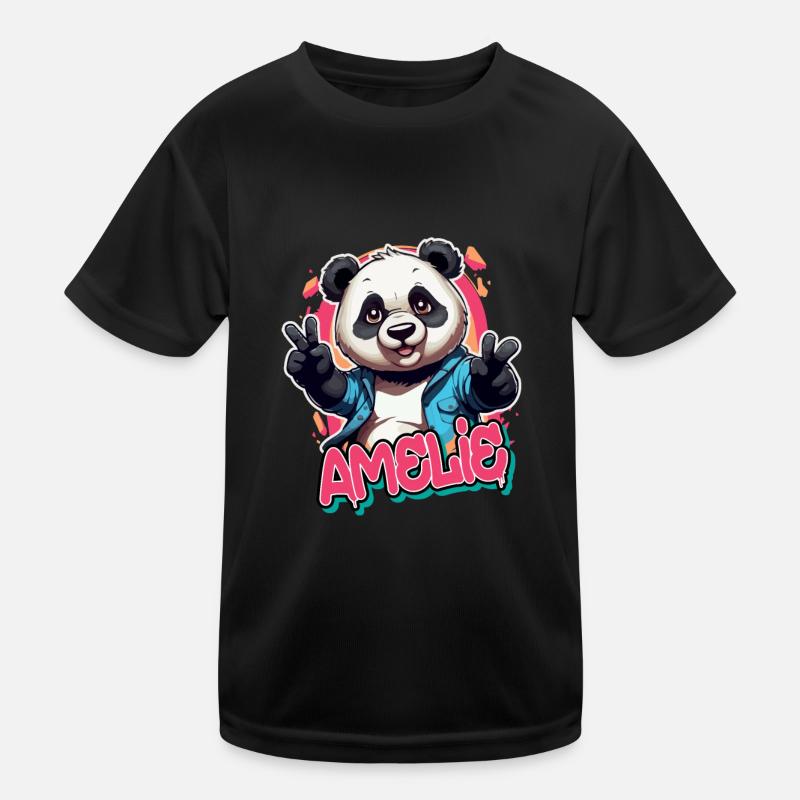 AMELIE - Schöner Mädchen Name mit coolem Panda Kinder Funktions-T-Shirt
