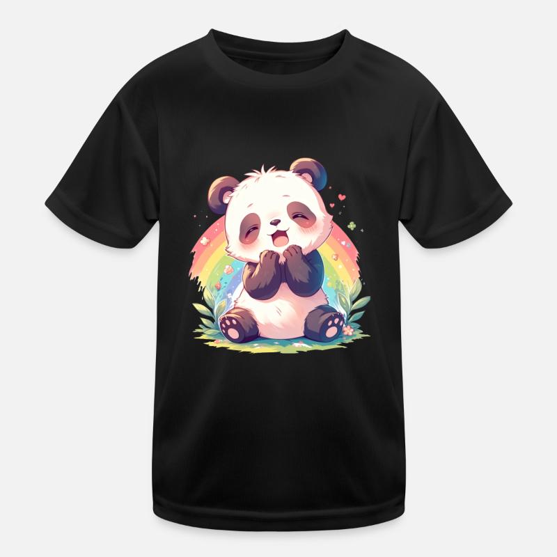 Panda Bear, Rainbow, Japanese Giant Panda Kids Functional T-Shirt