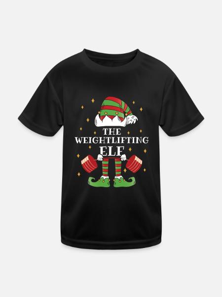 The Weightlifter Elf – Lift the Holiday Cheer - Kids Functional T-Shirt - black