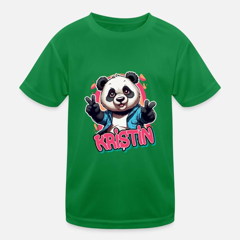 KRISTIN - Schöner Mädchen Name mit coolem Panda Kinder Funktions-T-Shirt