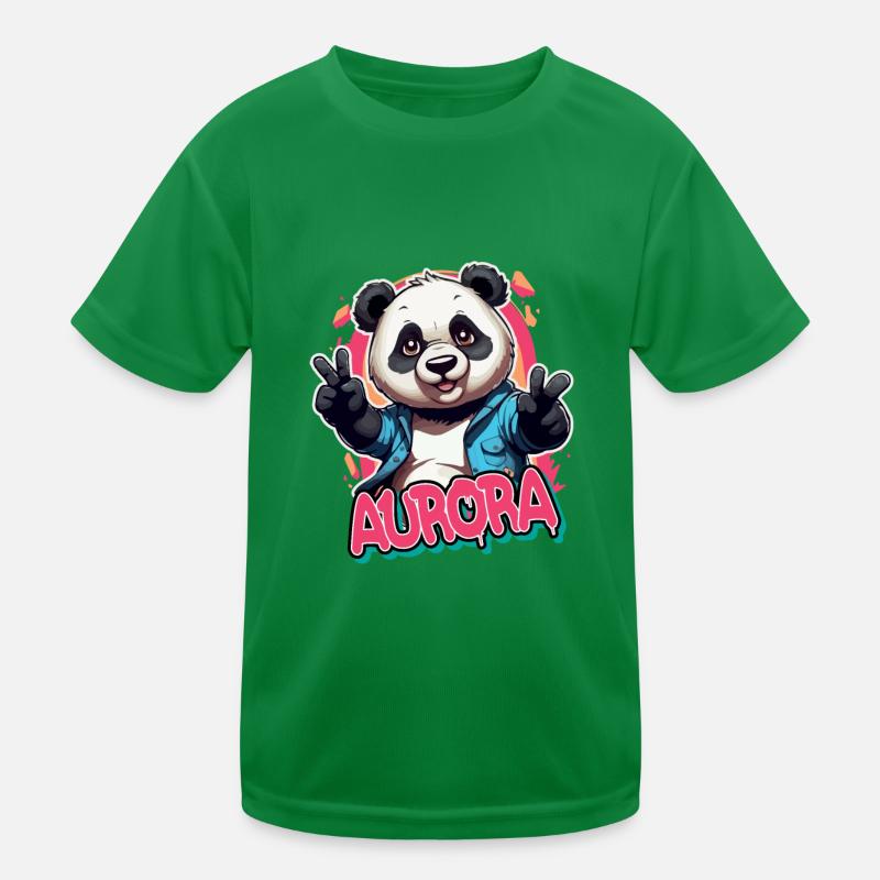 AURORA - Schöner Mädchen Name mit coolem Panda Kinder Funktions-T-Shirt