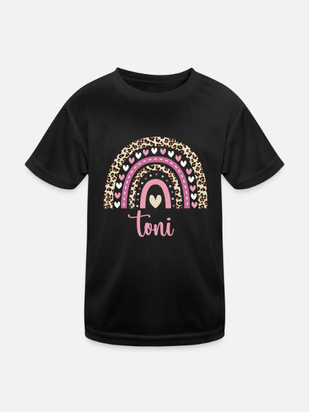 Toni Regenbogen Name Geburtstag Toni - Kinder Funktions-T-Shirt - Schwarz - Vorne