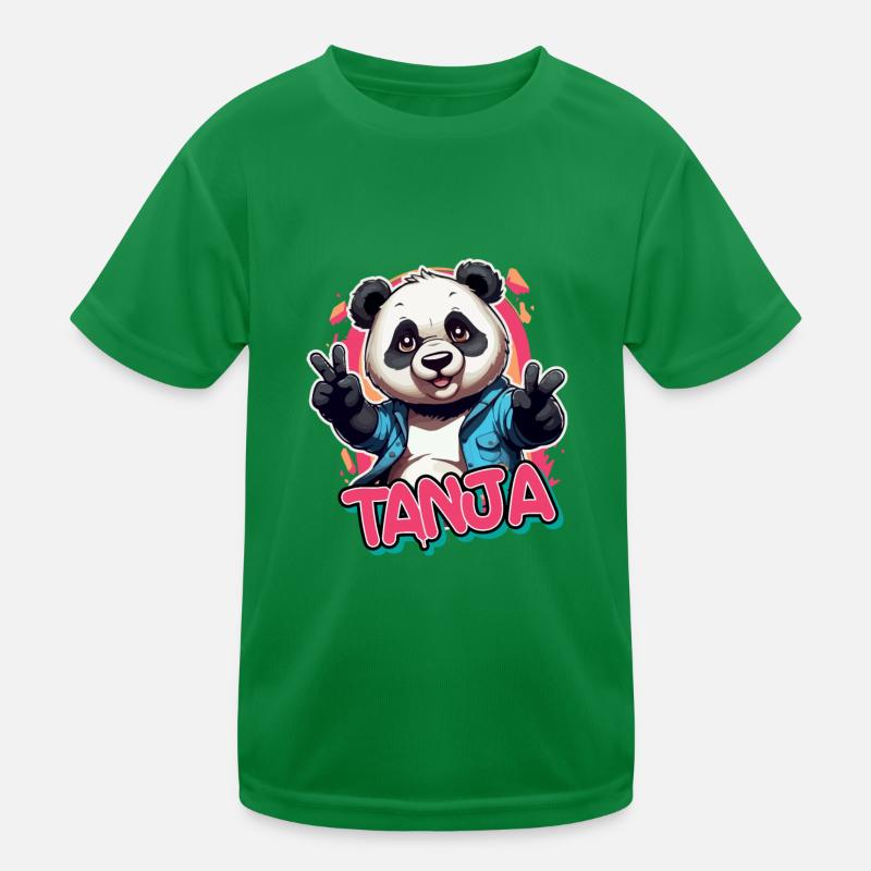 TANJA - Schöner Mädchen Name mit coolem Panda Kinder Funktions-T-Shirt