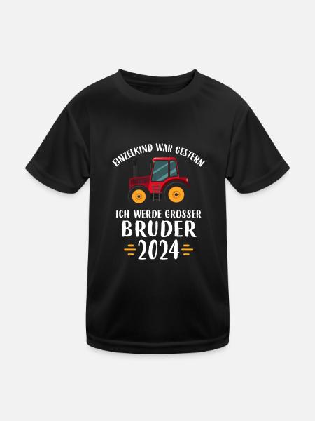 Großer Bruder 2024 - Kinder Funktions-T-Shirt - Schwarz - Vorne