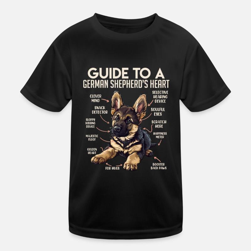 German Shepherd GUIDE TO A GERMAN SHEPHERDS HEART Kids Functional T-Shirt