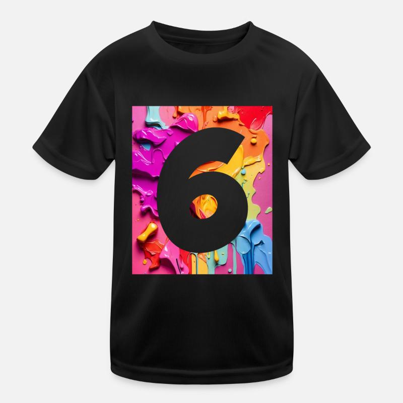 NR. 6 NUMMER 6 BUNT 6. GEBURTSTAG Kinder Funktions-T-Shirt