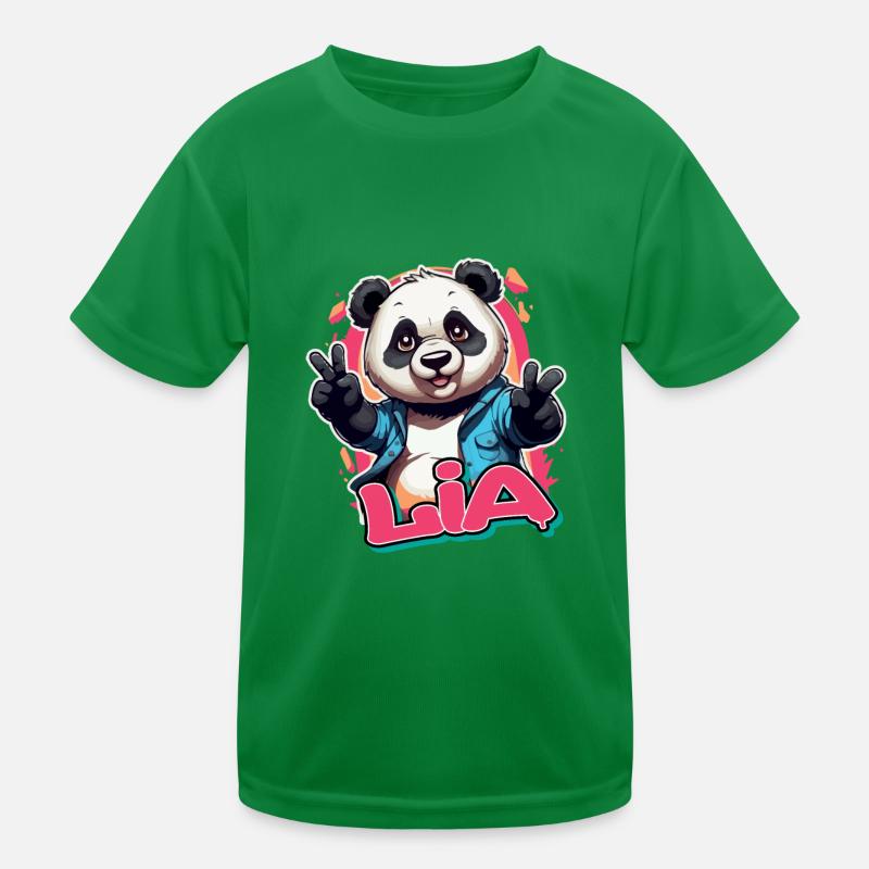 LIA - Schöner Mädchen Name mit coolem Panda Kinder Funktions-T-Shirt