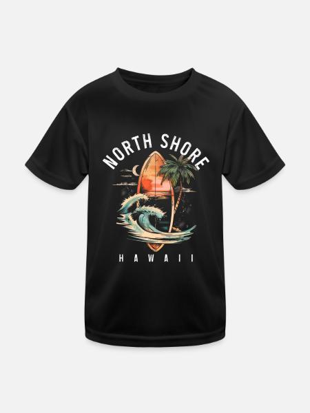 Surfen Hawaii Vintage Surfer Geschenk - Kinder Funktions-T-Shirt - Schwarz - Vorne