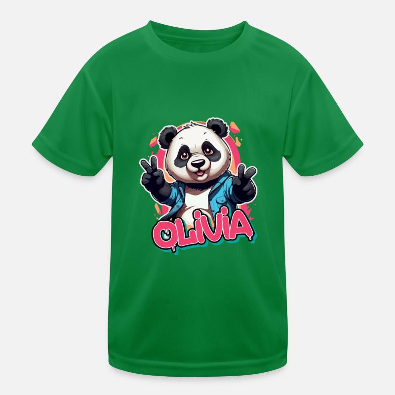 OLIVIA - Beau nom de fille avec Cool Panda T-shirt sport Enfant