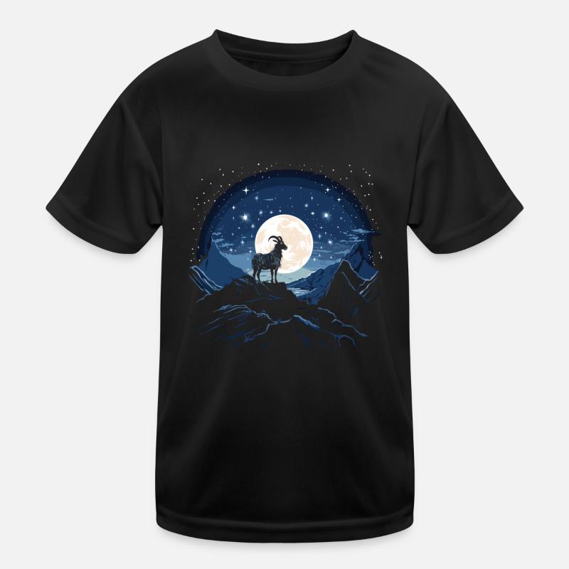 Starry Night Goat Silhouette Constellation Design Kinder Funktions-T-Shirt