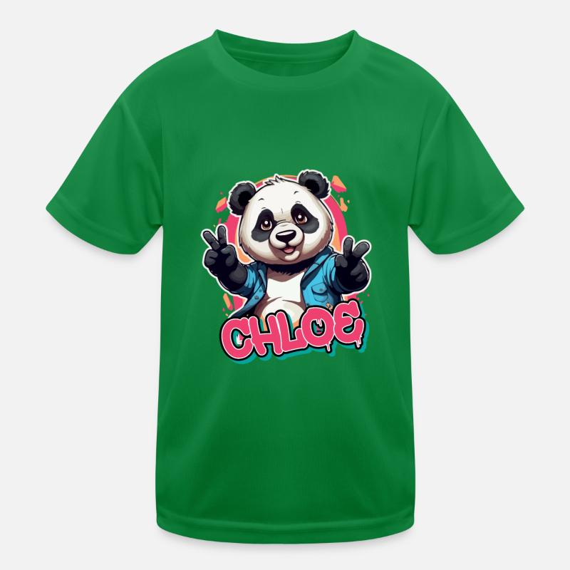CHLOE - Schöner Mädchen Name mit coolem Panda Kinder Funktions-T-Shirt
