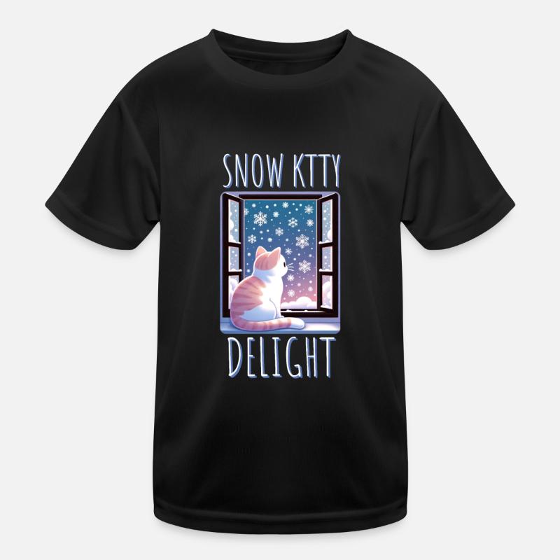 Snow Kitty Delight Cat Kids Functional T-Shirt