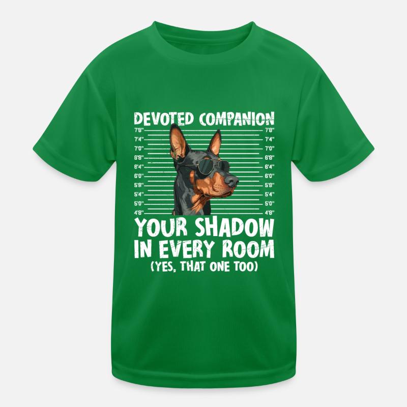 Doberman DEVOTED COMPANION YOUR SHADOW Funny Kids Functional T-Shirt