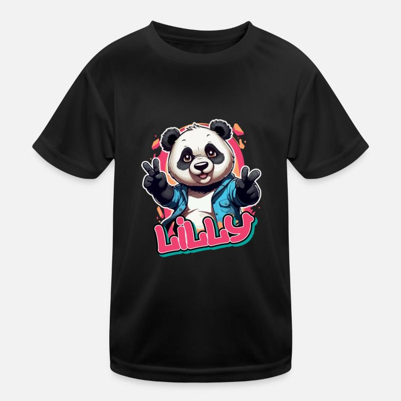LILLY - Schöner Mädchen Name mit coolem Panda Kinder Funktions-T-Shirt