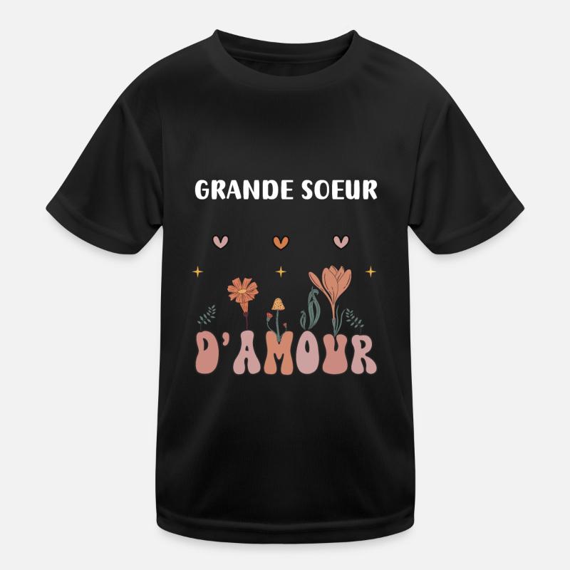 Große Schwester Liebe Böhmische Blumen Kinder Funktions-T-Shirt