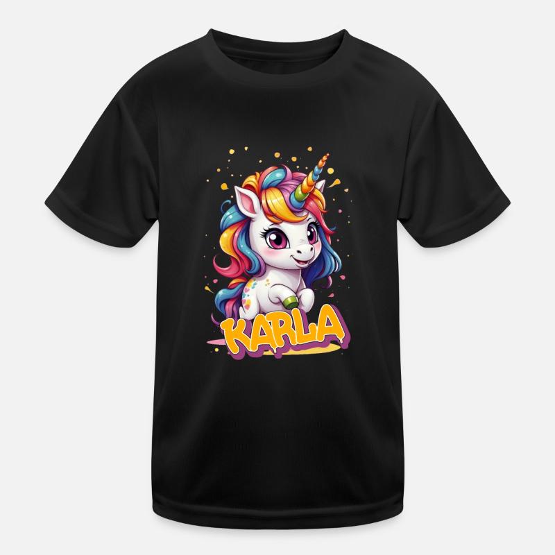 KARLA - Schöner Mädchen Name mit süßem Einhorn Kinder Funktions-T-Shirt