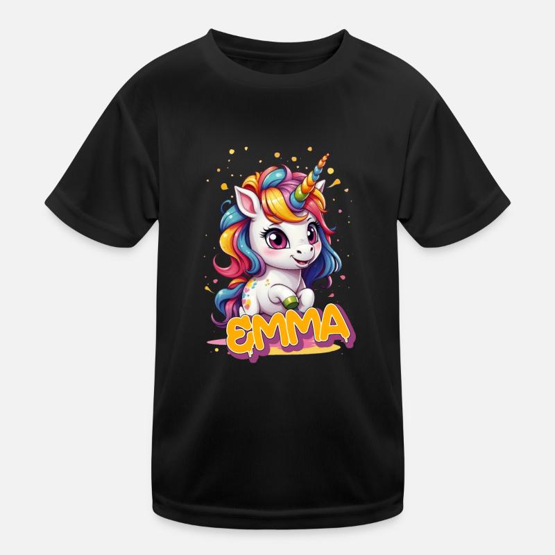 EMMA - Schöner Mädchen Name mit süßem Einhorn Kinder Funktions-T-Shirt