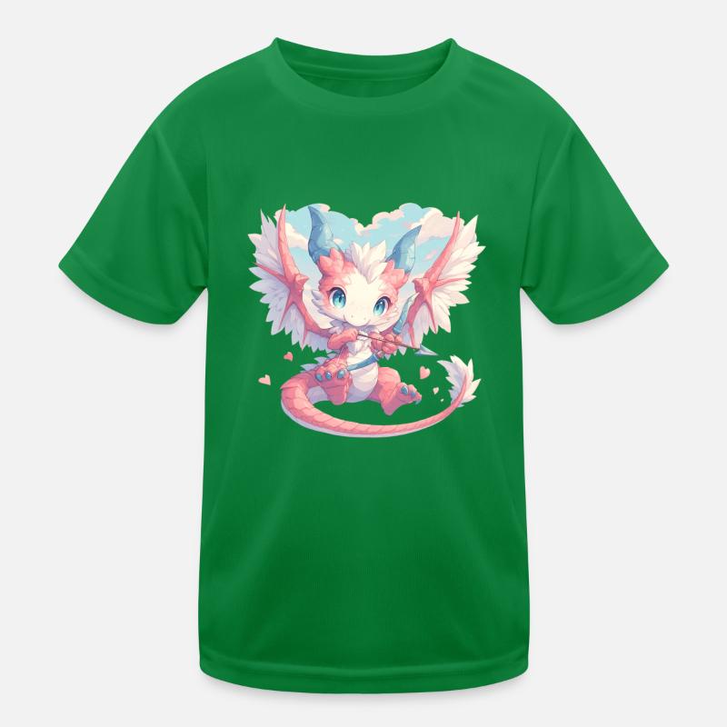 Drache als Amor Valentinstag Drache Kinder Funktions-T-Shirt