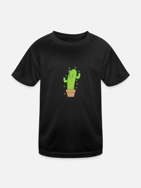 Cactus with good mood - Kids Functional T-Shirt - black - Front