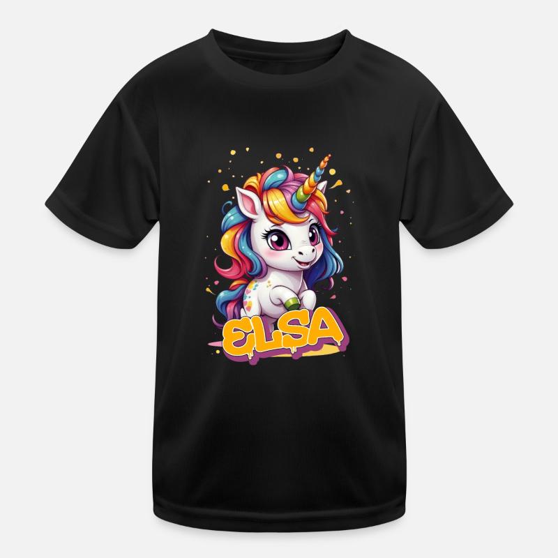 ELSA - Schöner Mädchen Name mit süßem Einhorn Kinder Funktions-T-Shirt