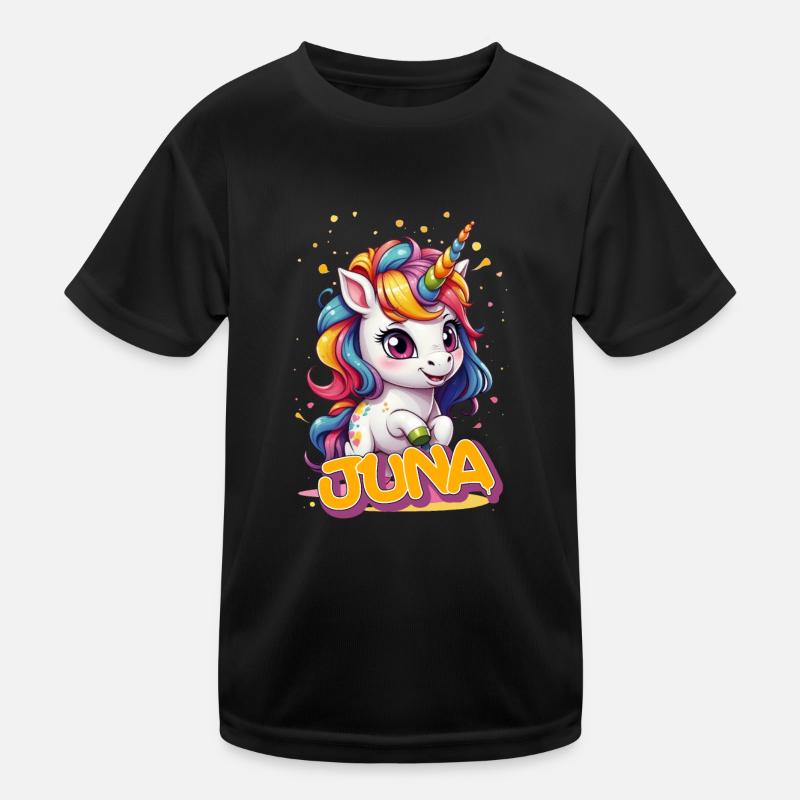 JUNA - Schöner Mädchen Name mit süßem Einhorn Kinder Funktions-T-Shirt